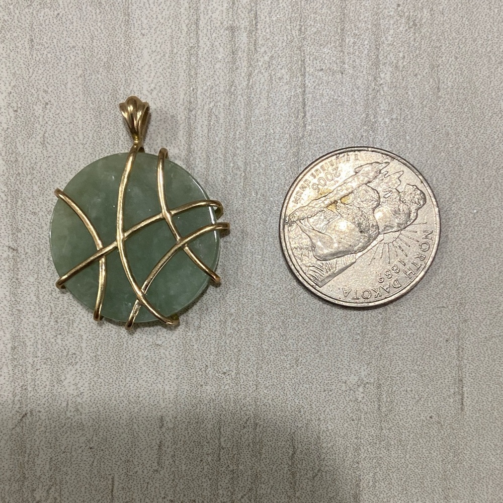 Vintage Jade Pendant wrapped in 10K gold wire